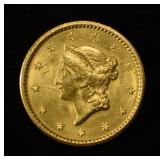 1849 OPEN WREATH, NO L $1 GOLD CH TO GEM BU