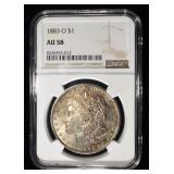 1883-O MORGAN DOLLAR NGC AU58