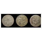 (3) 1852 3-CENT SILVER PIECES