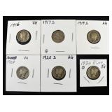 (6) MERCURY DIMES
