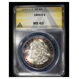 1890-S MORGAN DOLLAR ANACS MS62