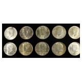 (10) 90% SILVER KENNEDY HALF DOLLARS