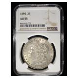 1880 MORGAN DOLLAR NGC AU55