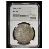 1881-0 MORGAN DOLLAR NGC AU58