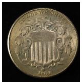 1869 SHIELD NICKEL CH TO GEM BU