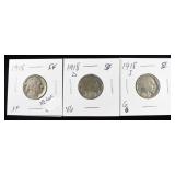 1918-P,D,S BUFFALO NICKELS XF,VG & G