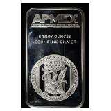 APMEX 5 OZ .999 SILVER BAR