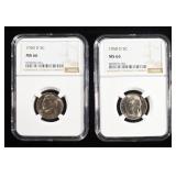 (2) 1950-D JEFFERSON NICKELS NGC MS 66