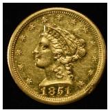 1851-O $2.50 LIBERTY GOLD BU OLD CLEANING