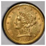 1861 $2.50 LIBERTY GOLD NICE BU