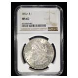 1890 MORGAN DOLLAR NGC MS60