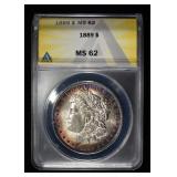 1889 MORGAN DOLLAR ANACS MS62