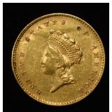 1855 $1 GOLD TYPE 2 NICE OIG UNC