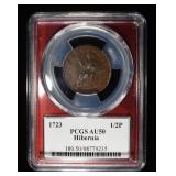 1723 1/2P HIBERNIA PCGS AU50 BN