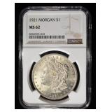 1921 MORGAN DOLLAR NGC MS62