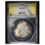 1901-O MORGAN DOLLAR ANACS MS63