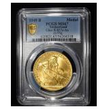 1949 B SWITZERLAND GOLD SHOOTING MEDAL PCGS MS-67