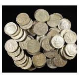 (50) 90% SILVER ROOSEVELT DIMES
