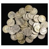 (50) 90% SILVER MERCURY DIMES
