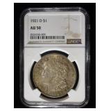 1921-D MORGAN DOLLAR NGC AU50