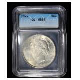 1922 PEACE DOLLAR ICG MS65