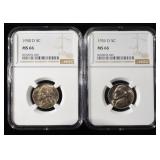(2) 1950-D JEFFERSON NICKELS NGC MS 66