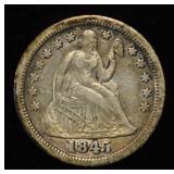 1845 LIBERTY SEATED DIME XF
