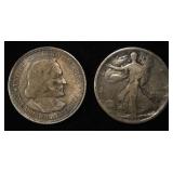 1917 WALKING LIBERTY HALF & 1893 COLUMBIAN HALF