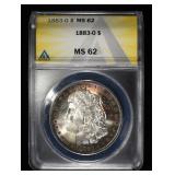1883-O MORGAN DOLLAR ANACS MS62