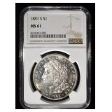 1881-S MORGAN DOLLAR NGC MS61