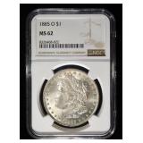 1885-O MORGAN DOLLAR NGC MS62