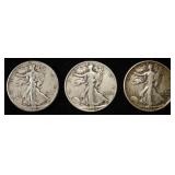 1943, 1944 & 1945 WALKING LIBERTY HALF DOLLARS
