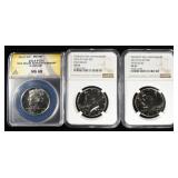 (3) GRADED KENNEDY HALF DOLLARS