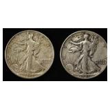 1943 & 1945 WALKING LIBERTY HALF DOLLARS