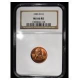 1955-D WHEAT CENT NGC MS66RD