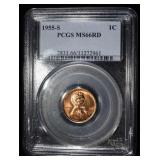 1955-S WHEAT CENT PCGS MS66RD