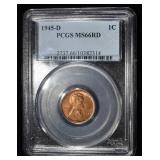 1945-D WHEAT CENT PCGS MS66RD