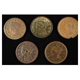 (5) BRAIDED HAIR LARGE CENTS
