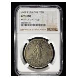 1908-S USA-PHIL PESO NGC GENUINE