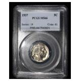 1937 BUFFALO NICKEL PCGS MS66