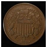 1868 2-CENT PIECE XF/AU