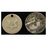 3-CENT SILVER & LIBERTY SEATED HALF DIME