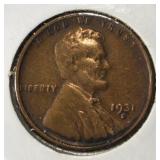 1931-S WHEAT CENT KEY DATE XF
