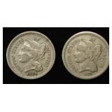 1881 & 1868 3-CENT NICKELS