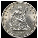 1860 SEATED LIBERTY QUARTER CH BU