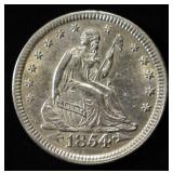 1854 SEATED LIBERTY QUARTER BU