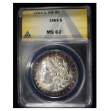 1889 MORGAN DOLLAR ANACS MS62