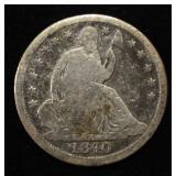 1840 LIBERTY SEATED HALF DIME VG