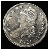 1821 BUST HALF DOLLAR AU/BU