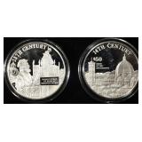 (2) 1997 COOK ISLANDS $50 9O% SILVER PROOF